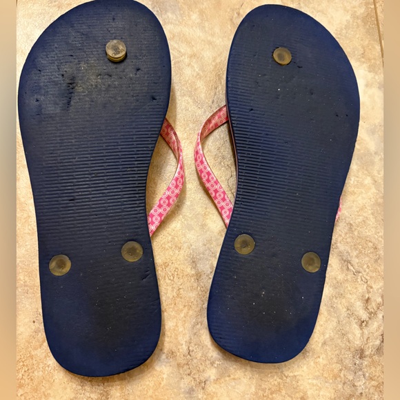 Vera Bradley Sea Turtles Flip Flops 7/8 Blue Pink - Picture 3 of 4